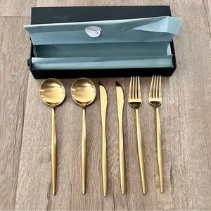 JazzUp JazzUpCo French‎ Flatware 6 PCs Gold - Forks Knifes Spoons Retired